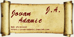 Jovan Adamić vizit kartica